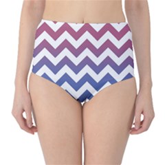 Pink Blue Black Ombre Chevron Classic High-waist Bikini Bottoms by snowwhitegirl