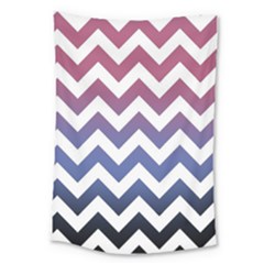 Pink Blue Black Ombre Chevron Large Tapestry by snowwhitegirl