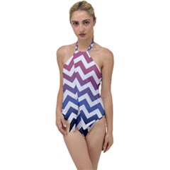 Pink Blue Black Ombre Chevron Go With The Flow One Piece Swimsuit