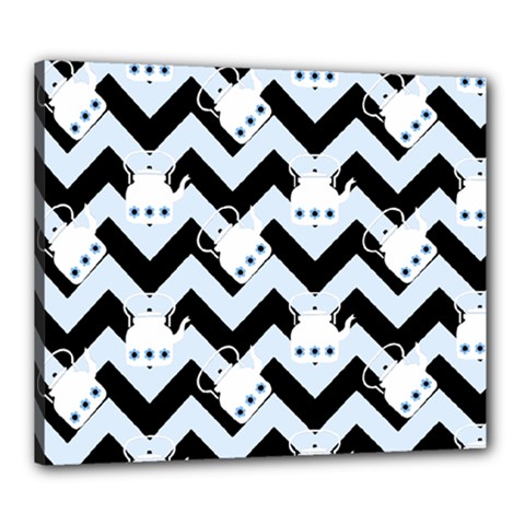 Blue Teapot Chevron Canvas 24  X 20 