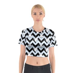 Blue Teapot Chevron Cotton Crop Top by snowwhitegirl