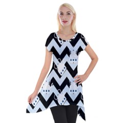 Blue Teapot Chevron Short Sleeve Side Drop Tunic by snowwhitegirl