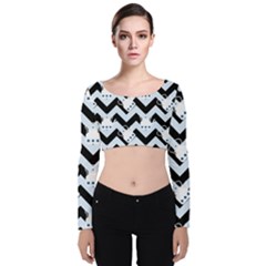 Blue Teapot Chevron Velvet Crop Top by snowwhitegirl