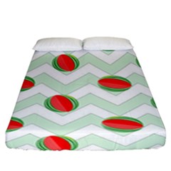 Watermelon Chevron Green Fitted Sheet (king Size)