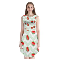 Watermelon Chevron Green Sleeveless Chiffon Dress  