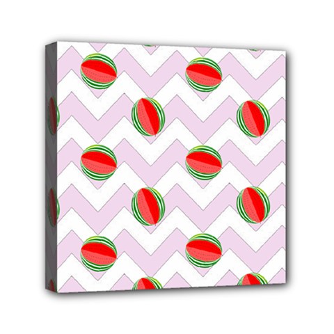 Watermelon Chevron Mini Canvas 6  X 6 