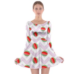 Watermelon Chevron Long Sleeve Skater Dress by snowwhitegirl