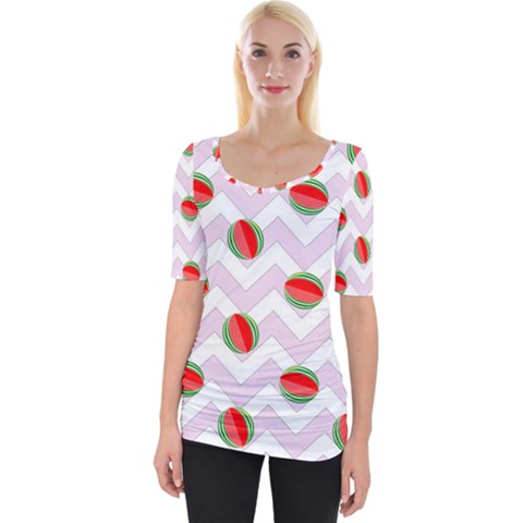 Watermelon Chevron Wide Neckline Tee by snowwhitegirl