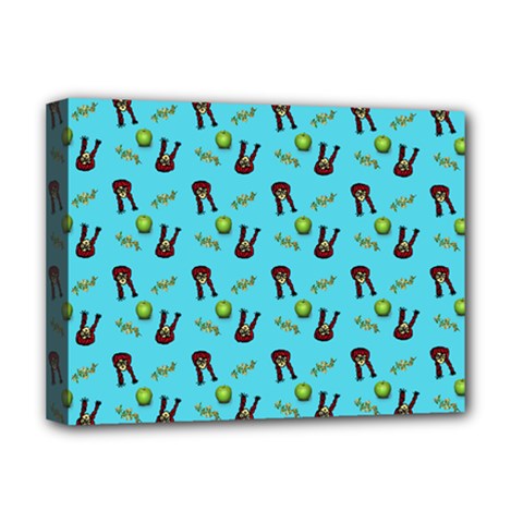 School Girl Pattern Blue Deluxe Canvas 16  X 12  