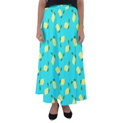 Lemons Blue Flared Maxi Skirt