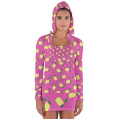 Lemons Pink Long Sleeve Hooded T-shirt