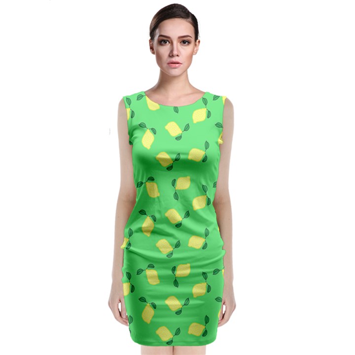 Lemons Green Sleeveless Velvet Midi Dress