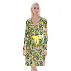 Fruit Branches Long Sleeve Velvet Front Wrap Dress by snowwhitegirl