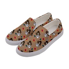 Girl With Dress Beige Women s Canvas Slip Ons by snowwhitegirl