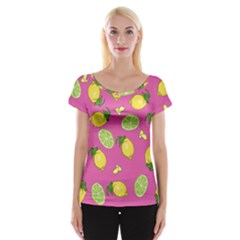 Lemons And Limes Pink Cap Sleeve Tops