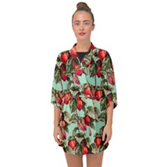 Fruit Branches Green Half Sleeve Chiffon Kimono