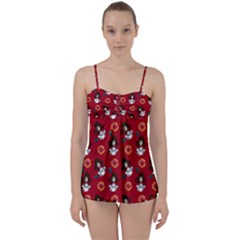 Girl With Dress Red Babydoll Tankini Set