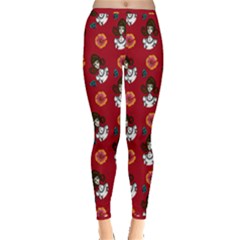 Girl With Dress Red Inside Out Leggings by snowwhitegirl