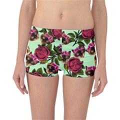 Lazy Cat Floral Pattern Green Reversible Boyleg Bikini Bottoms