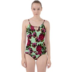 Lazy Cat Floral Pattern Green Cut Out Top Tankini Set by snowwhitegirl