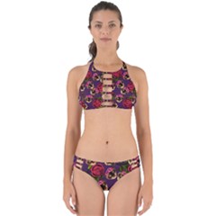 Lazy Cat Floral Pattern Purple Perfectly Cut Out Bikini Set by snowwhitegirl