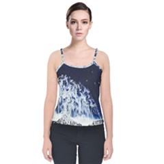 Blue Waves Sea Velvet Spaghetti Strap Top by snowwhitegirl