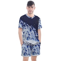 Blue Waves Sea Men s Mesh Tee And Shorts Set