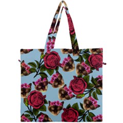 Lazy Cat Floral Pattern Blue Canvas Travel Bag by snowwhitegirl