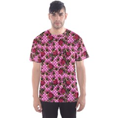 Lazy Cat Floral Pattern Pink Polka Men s Sports Mesh Tee