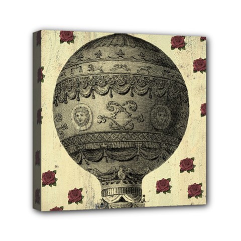 Vintage Air Balloon With Roses Mini Canvas 6  X 6 