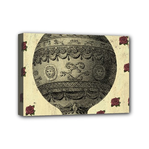 Vintage Air Balloon With Roses Mini Canvas 7  x 5 