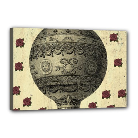Vintage Air Balloon With Roses Canvas 18  x 12 