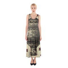 Vintage Air Balloon With Roses Sleeveless Maxi Dress