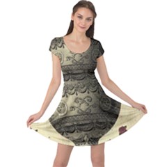 Vintage Air Balloon With Roses Cap Sleeve Dress