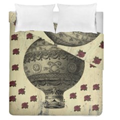 Vintage Air Balloon With Roses Duvet Cover Double Side (Queen Size)