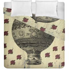 Vintage Air Balloon With Roses Duvet Cover Double Side (King Size)