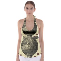 Vintage Air Balloon With Roses Babydoll Tankini Top