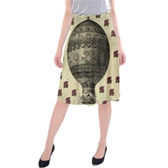 Vintage Air Balloon With Roses Midi Beach Skirt