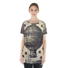 Vintage Air Balloon With Roses Skirt Hem Sports Top