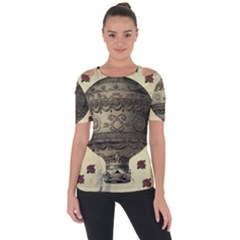 Vintage Air Balloon With Roses Short Sleeve Top