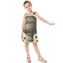 Vintage Air Balloon With Roses Kids  Sleeveless Dress