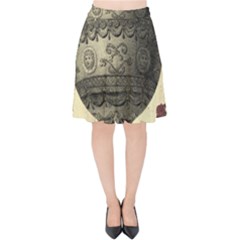 Vintage Air Balloon With Roses Velvet High Waist Skirt