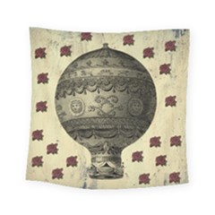 Vintage Air Balloon With Roses Square Tapestry (Small)