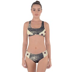 Vintage Air Balloon With Roses Criss Cross Bikini Set