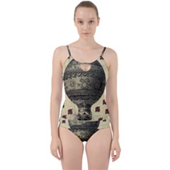 Vintage Air Balloon With Roses Cut Out Top Tankini Set