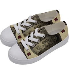 Vintage Air Balloon With Roses Kids  Low Top Canvas Sneakers