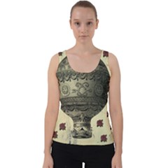 Vintage Air Balloon With Roses Velvet Tank Top