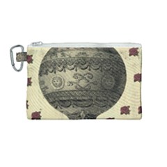 Vintage Air Balloon With Roses Canvas Cosmetic Bag (Medium)
