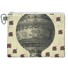 Vintage Air Balloon With Roses Canvas Cosmetic Bag (XXL)