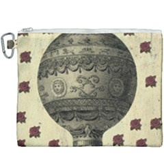 Vintage Air Balloon With Roses Canvas Cosmetic Bag (XXXL)